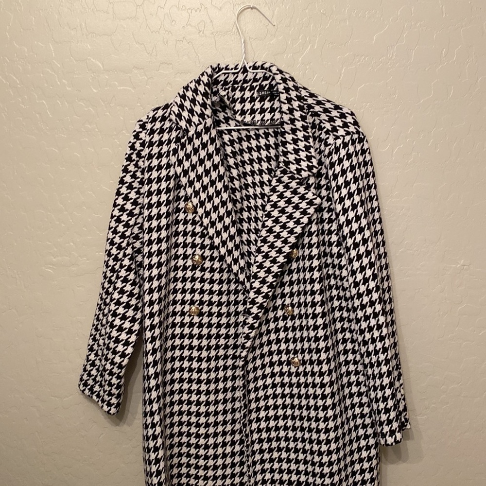 SHEIN-Black & White Trench Coat-Size M